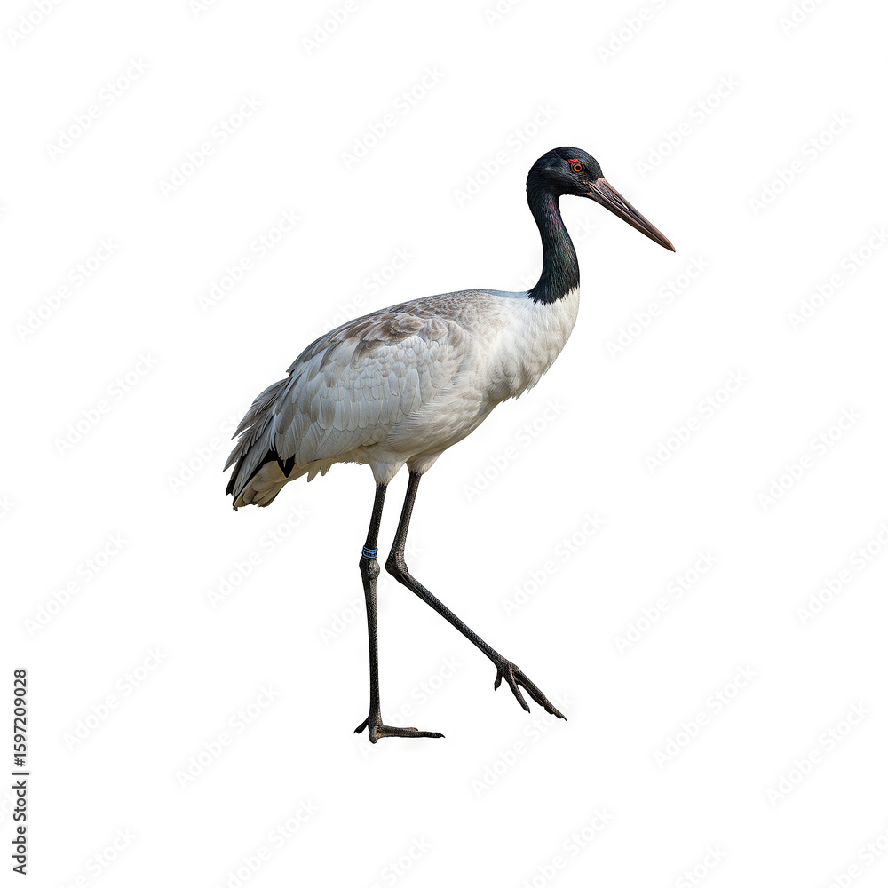 Naklejka premium black headed crane is walking generative AI