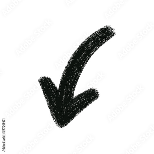 Charcoal Sketch of a Downward Pointing Arrow Expressing Movement and Direction