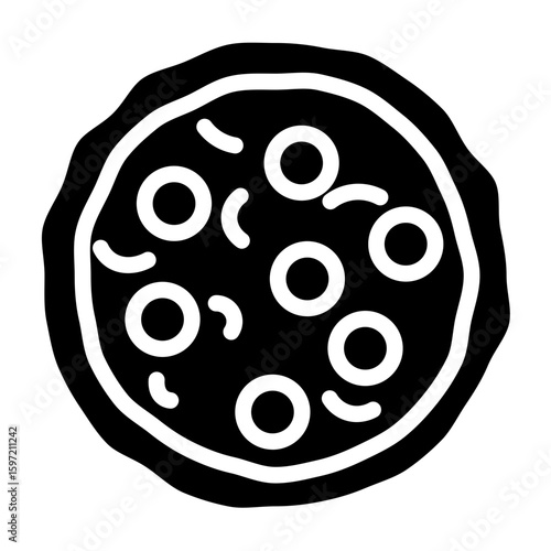Pepperoni Pizza Vector Glyph Icon Design