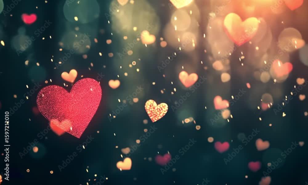Abstract Glittering Heart Bokeh Background for Valentine's Day Romance Abstract Glittering Heart Bokeh Background for Valentine's Day Romance