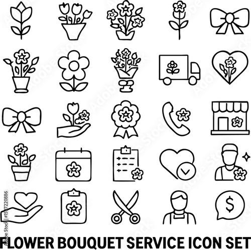 Elegant flower bouquet service design featuring floral arrangements for weddings, gifts, and events. Perfect for branding, invitations, and online flower delivery.

