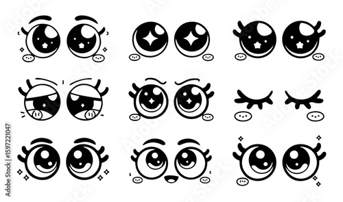 Hilarious Cartoon Eyes Set – Collection of Funny, Goofy, Silly, Expressive, Crazy, and Whacky Eyeball Designs for Comics, Animations, Stickers, Kids Art, and Creative Projects

