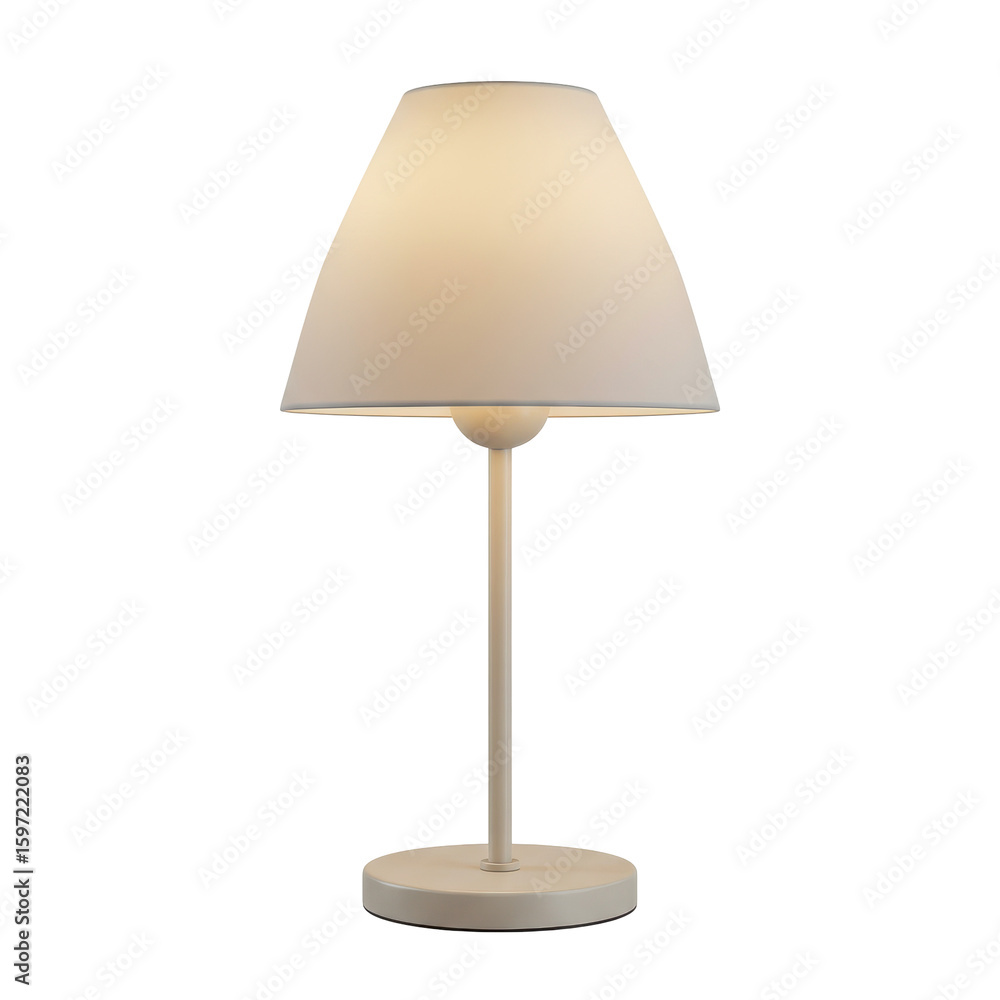 Fototapeta premium Elegant white table lamp casting soft light in a cozy living room, enhancing the ambiance