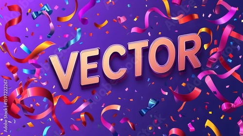 Falling festive colorful confetti on a purple background. background stock illustration