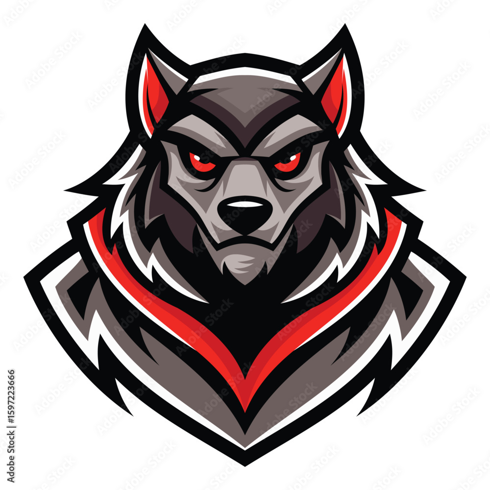 Intense Gray Wolf Esport Mascot Logo Intense Gray Wolf Esport Mascot Logo