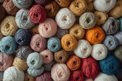 Skeins of Yarn - Practical and colorful storage of skeins of yarn being used for different knitting, crocheting, and needle-point canvas projects.