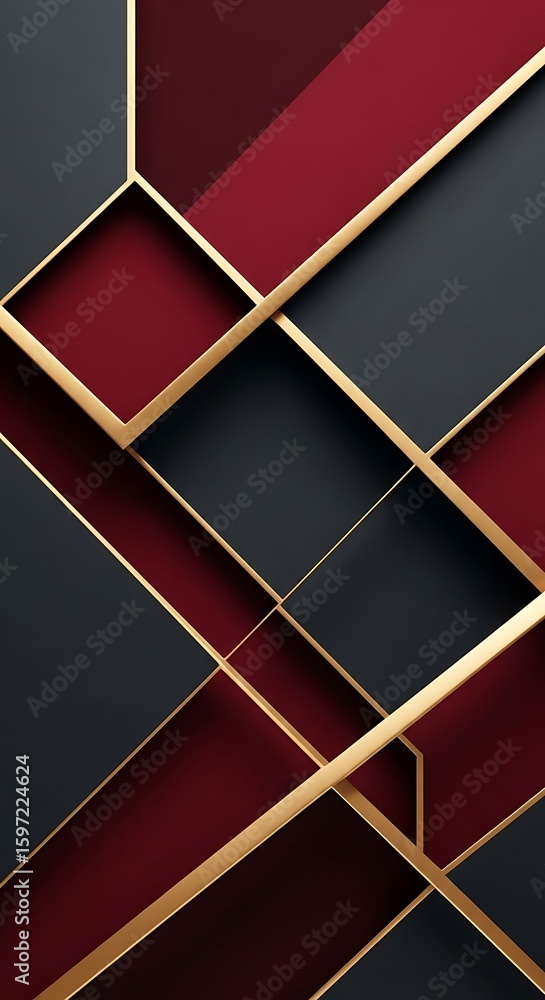 Fototapeta premium Modern abstract background with geometric shapes and golden lines elegance design