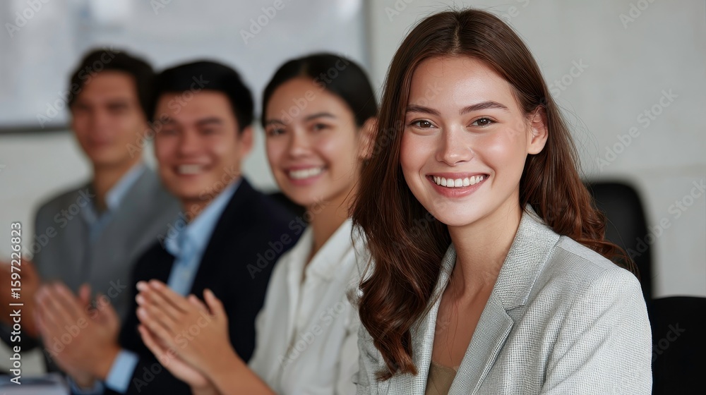 Business Team Meeting, Happy Employees, Corporate Success Business Team Meeting, Happy Employees, Corporate Success
