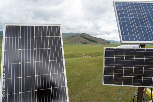 Solarmodul in der Mongolei Steppe