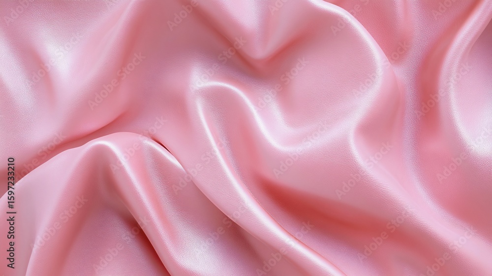 Obraz premium Soft pink satin fabric with flowing folds, elegant and luxurious texture
