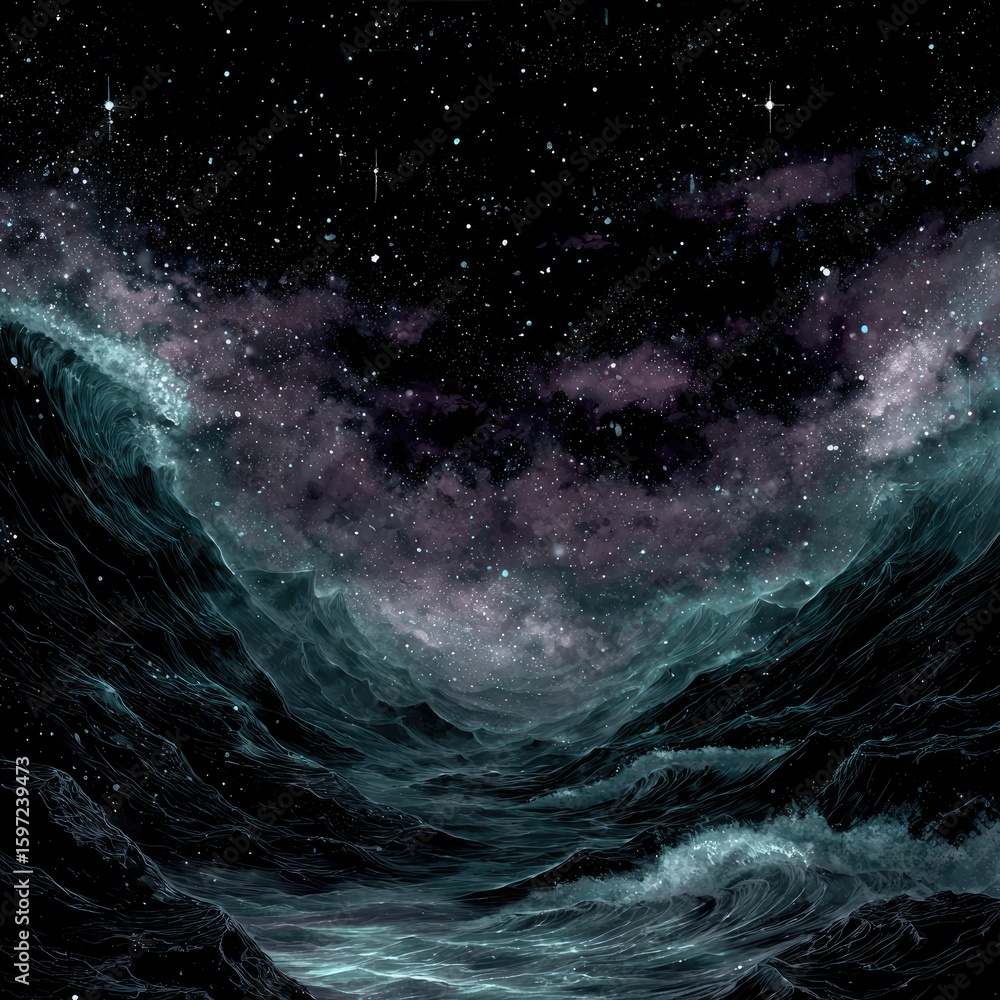 Pixelated Night Sky Over Mountains Pixelated Night Sky Over Mountains
