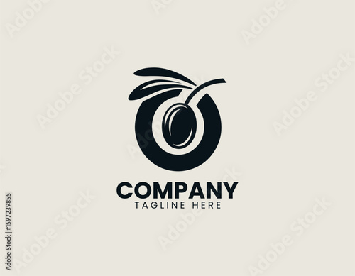Organic Olive Fruit Leaf Healthy Food Product Vector Logo Design