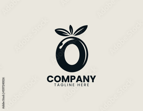 Organic Olive Fruit Leaf Healthy Food Product Vector Logo Design