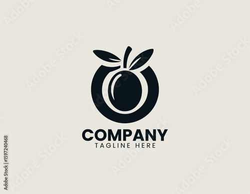 Organic Olive Fruit Leaf Healthy Food Product Vector Logo Design