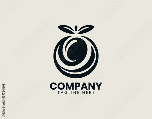 Organic Olive Fruit Leaf Healthy Food Product Vector Logo Design