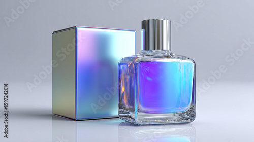 Glass perfume bottle with iridescent box glass bottle