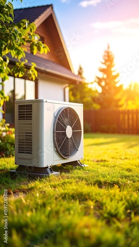 Backyard heat pump, sunny day