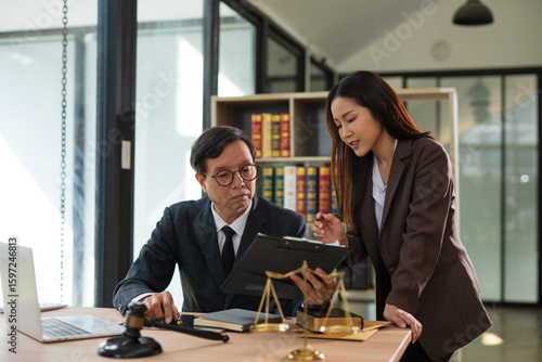 Team of lawyers provides legal consultation and meetings at the office.