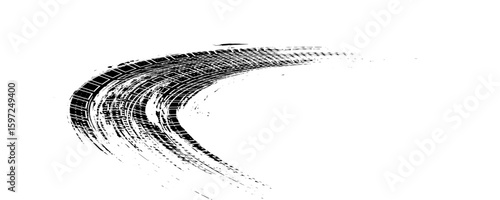 Tire tread marks, wheel textures, tire marks - car racing, motocross, drift, rally, off-road and others. Vector black isolated texture in grunge style with splashes.eps10