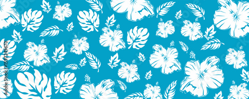 aloha hibiscus tropical flower hawaiian seamless pattern for summer fashion, textile,fabric,Shirt,wallpaper,clothing and print design abstrack background nature floral