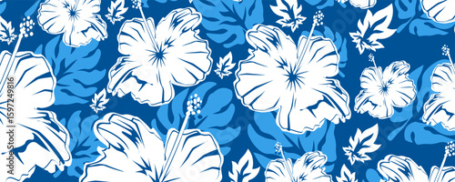 aloha hibiscus tropical flower hawaiian seamless pattern for summer fashion, textile,fabric,Shirt,wallpaper,clothing and print design abstrack background nature floral
