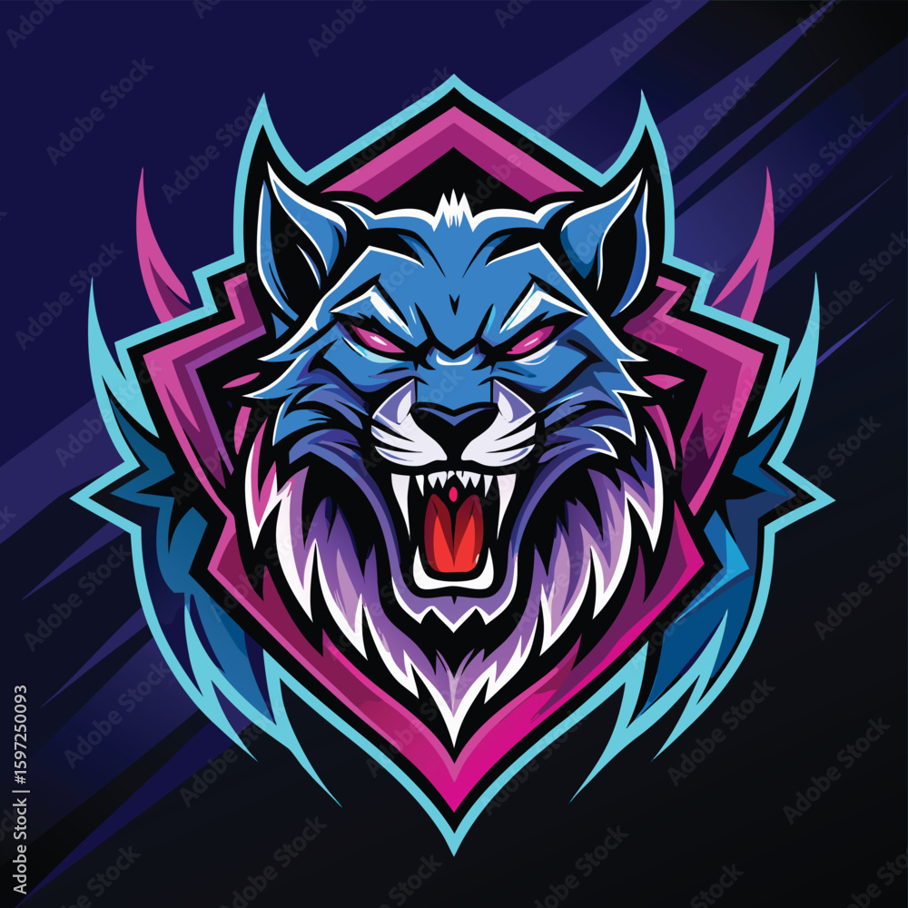 Obraz premium Mega set of sports, esports and mascot logos for teams and gamers. Sports, esports logos with mascots wild cats, beasts, animals, eagles, warriors, soldiers, heroes, games. Emblems for team and gamers