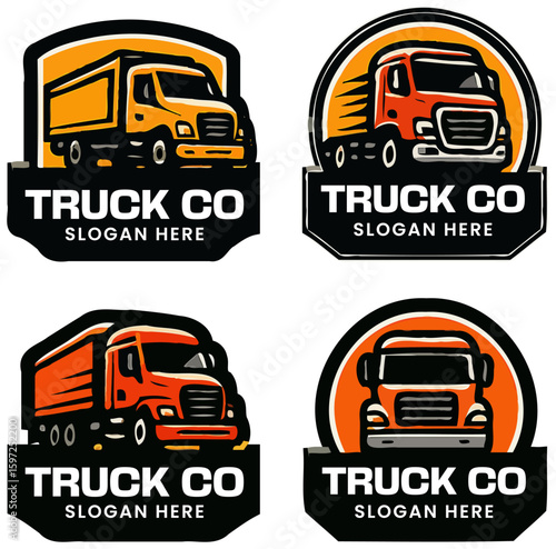 Four Unique Truck Company Logos with Slogan Space
