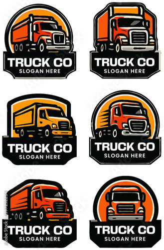 Six Unique Truck Company Logos Featuring Various Truck Designs