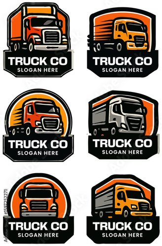 Six Unique Truck Company Logos with Orange and Black Design
