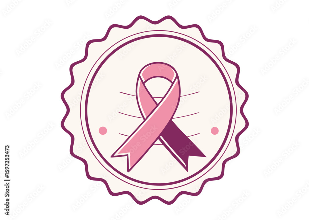 Fototapeta premium Pink ribbon emblem for breast cancer awareness