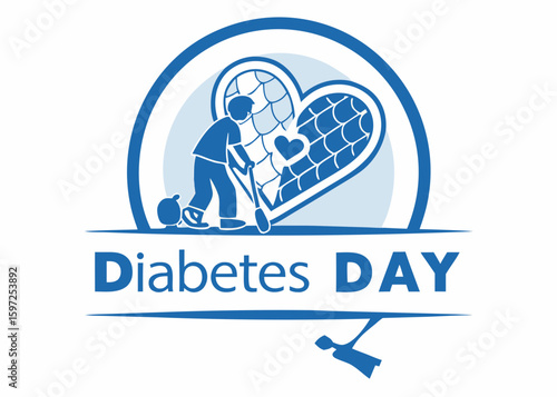 Diabetes awareness day with a person cleaning a heart symbol