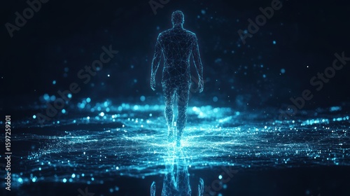 Abstract digital figure walking