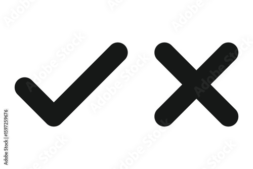 Set of red tick mark and cross mark isolated with white background, check and red cross mark icon set checkmark and x mark icon use for apps and website  checkmark icon, vector 