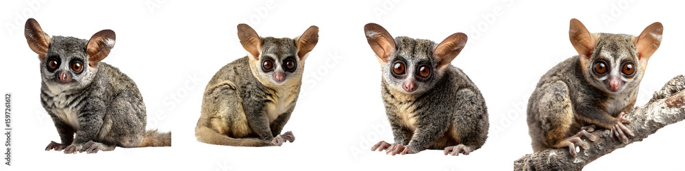 Fototapeta premium Cute Bush Baby Set Isolated on White Background