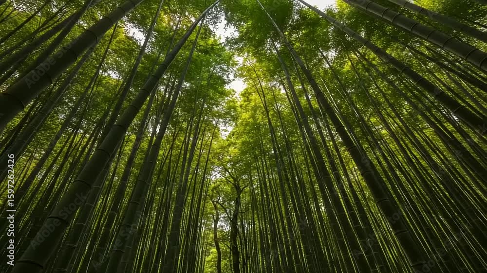 Lush Bamboo Forest Reaching Towards a Bright Sky Lush Bamboo Forest Reaching Towards a Bright Sky