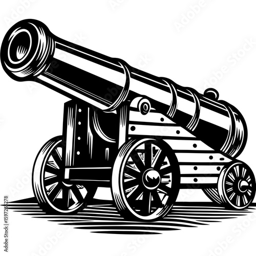 cannon (linocut style)