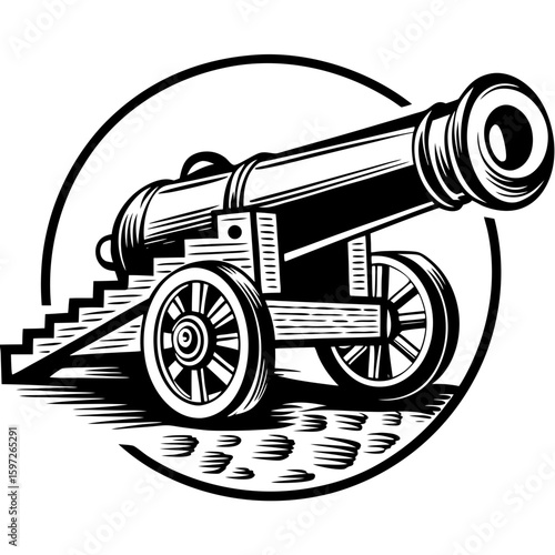 cannon (linocut style)