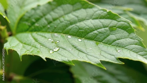 Close-Up of Green Leaf with Camera Panning Left to Right, Natural Plant Detail in Smooth Motion, Perfect for Eco, Botanical, and Nature-Themed Video Projects