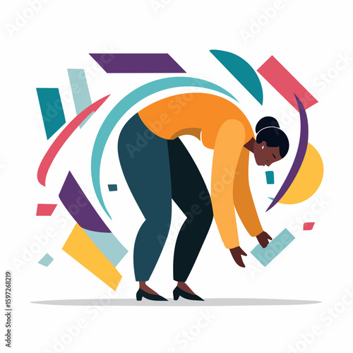 Figure bent beneath invisible weight, symbolizing hidden trauma and emotional burdens, rendered in metaphorical vector style.