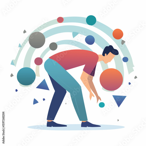 Figure bent beneath invisible weight, symbolizing hidden trauma and emotional burdens, rendered in metaphorical vector style.