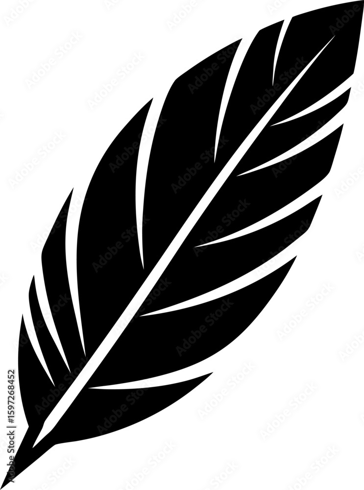 Obraz premium Artistic Feather Silhouette Graphic with Intricate Details and Smooth Curves for Creative and Design Projects Enhancing Visual Communication