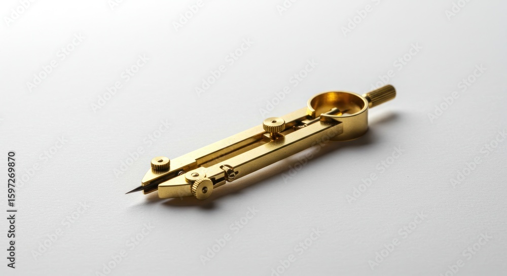Fototapeta premium Gold compass drawing tool