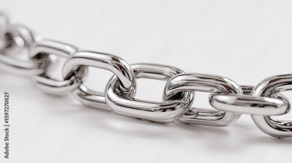 Fototapeta premium Close-up view of a polished, heavy metal chain necklace or bracelet.