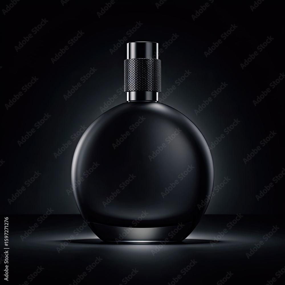 Obraz premium Elegant Black Perfume Bottle Under Spotlight