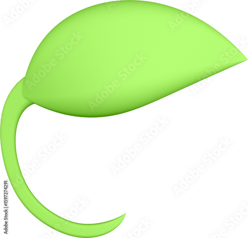 3d render of green plant leaves close up with details on a transparent isolated background