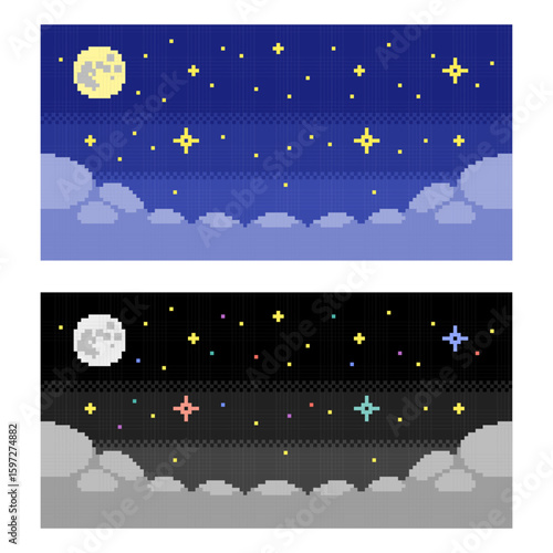 ドット絵 背景（夜空）セット