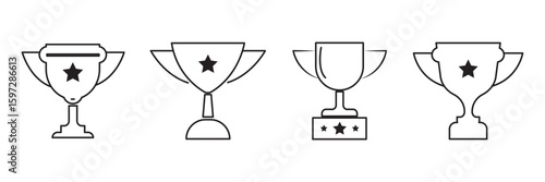 Trophy icons. Thin linear graphic pictogram for website