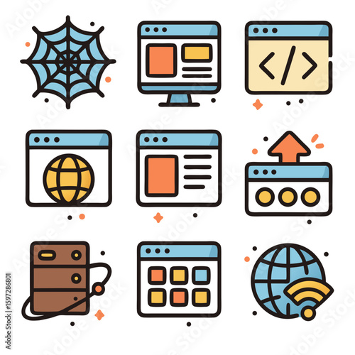 set of icons for web and mobile