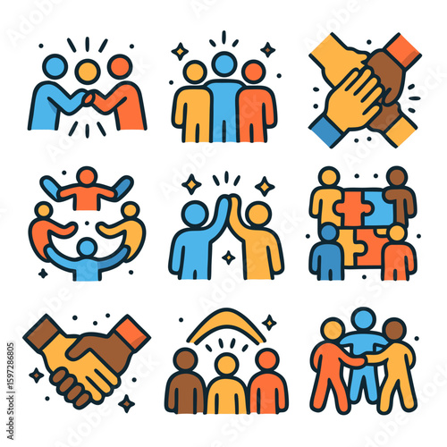 business people icons set