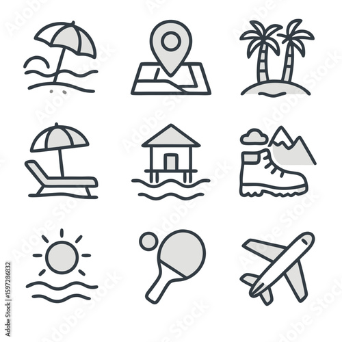 travel icons set
